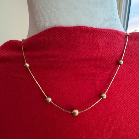 Gold Plated Necklace with Gold Bead Detail Clasp - Picture 1 of 6